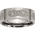 thumbnail image 1 of Titanium Flat 8mm Laser Design Brushed Band, 1 of 9