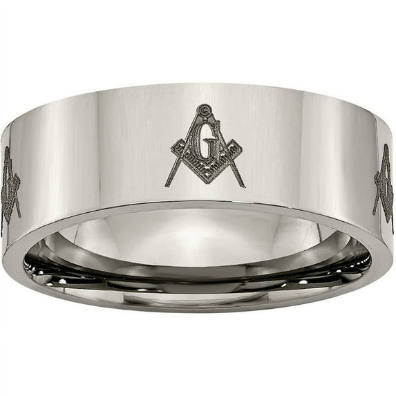 Titanium Flat 8mm Laser Design Polished Band