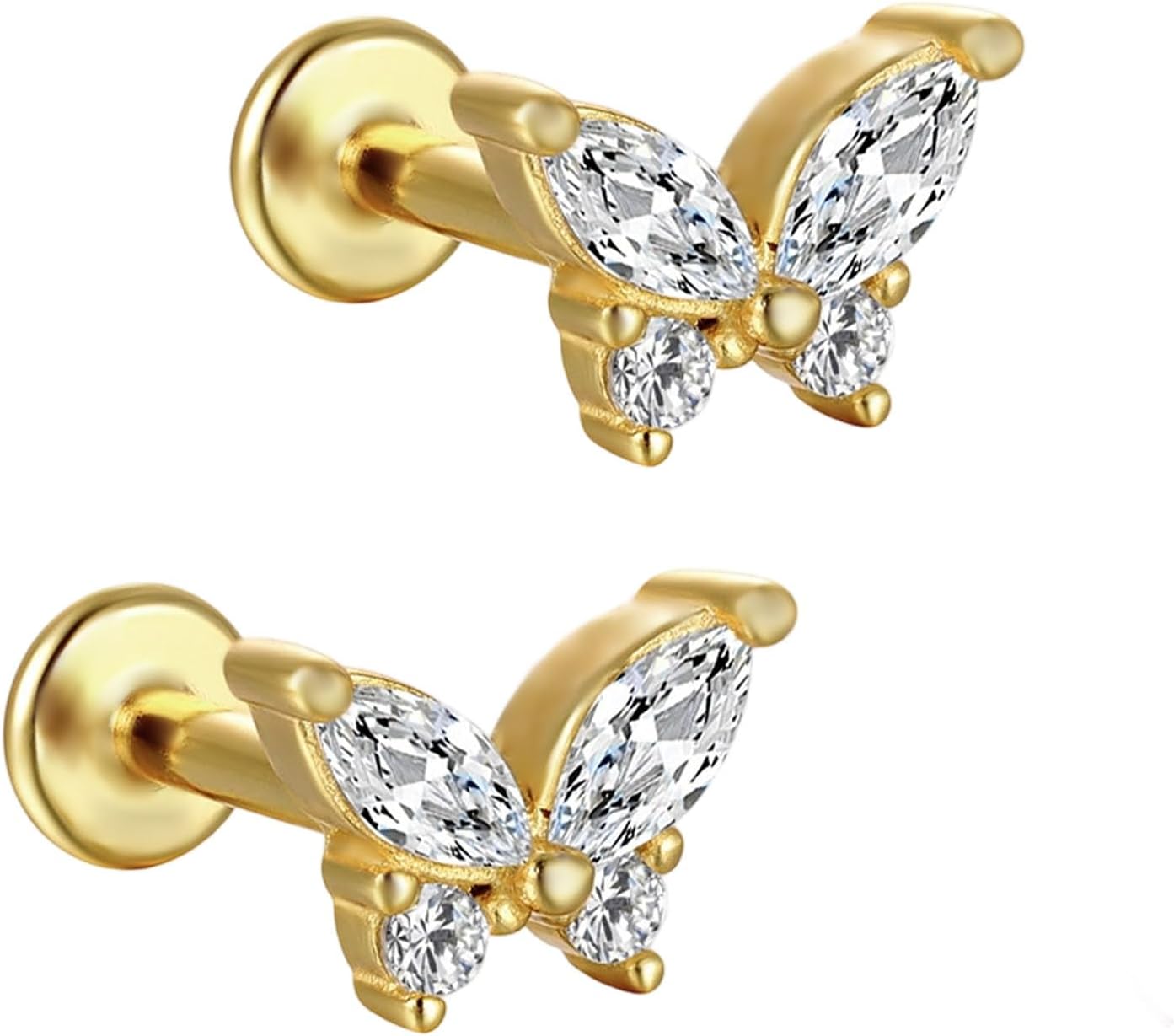 Titanium Flat Back Best Earring Studs 16G Tragus, Helix Piercing together with Cartilage Earrings for Women, Internally Threaded Piercing Jewelry[y407]