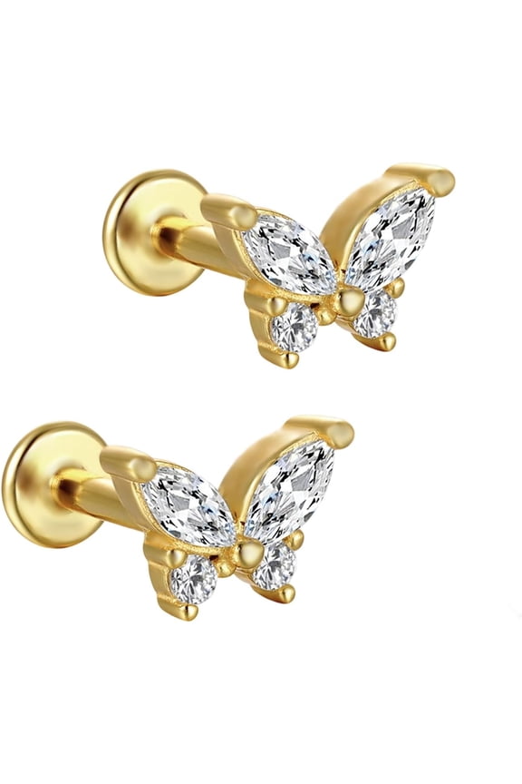 Titanium Flat Back Best Earring Studs 16G Tragus, Helix Piercing together with Cartilage Earrings for Women, Internally Threaded Piercing Jewelry[y407]