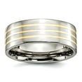 thumbnail image 1 of Titanium Flat Band 14k Gold Inlay 8mm Polished Band Ring Size 9.5 Ring for Women and Men, 1 of 2