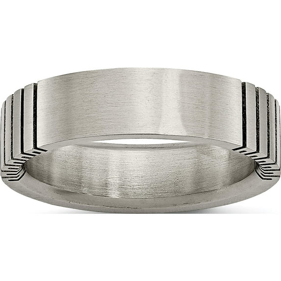Titanium Flat Grooved 6mm Brushed Band (Size 8) Made In China tb201-8