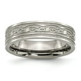 thumbnail image 1 of Titanium Flat Laser Etched Celtic Knot 6mm Polished Band Size: 7; for Adults and Teens; for Women and Men, 1 of 6
