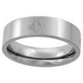 thumbnail image 1 of Titanium Flat Masonic Square & Compass Symbol Wedding Band Ring 6mm, 1 of 1