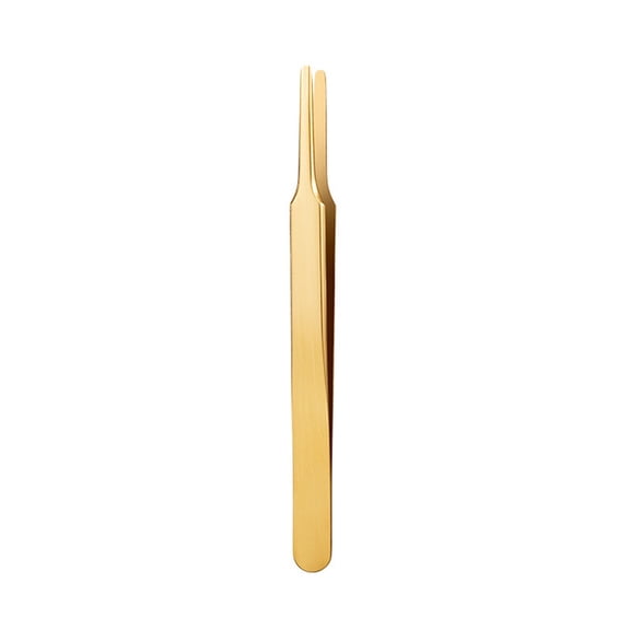 Titanium Flat Spatula Golden Feather Tweezers for Lash Extensions, 1 Piece - Lashes Tweezers Slender Metallic Luster Good Resilience Eyelash Butterfly Clip Tweezer for Women, Easte Makeup Organizers