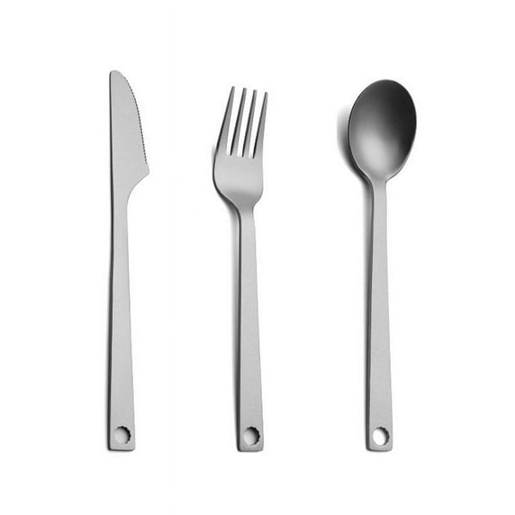 Titanium Flatware Portable Lightweight Cutlery Set Pure Titanium Spoon Spork Knife Chopsticks Includes Keyhole for Easy Storage EDC Tableware