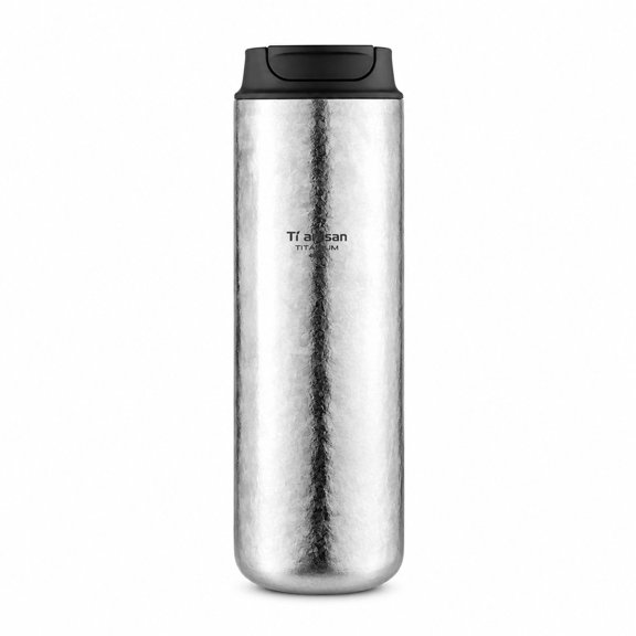 Titanium French Press Coffee Bottle, 16.23fl oz, Ice Flowers, Double Layer Thermal Insulation, Leakproof for Travel and Sports