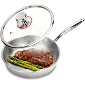 Titanium Frying Pan with Lid 11.02 Inch, Titanium Pan for Cooking, Pure Titanium Cookware, Healthy Non-Toxic Frying Pan, Even Heating Titanium Skillet for Induction Gas Electric Stove Tops