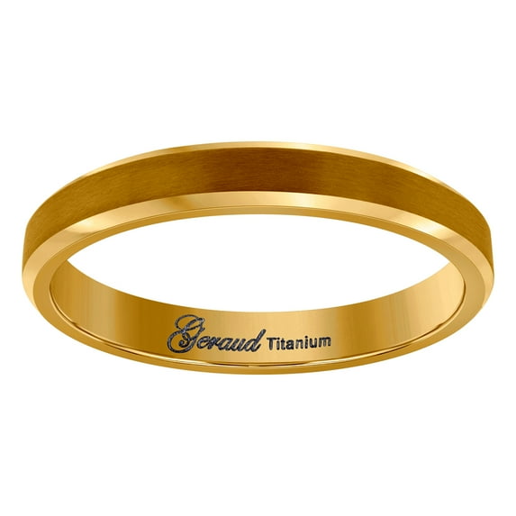 Titanium Gold Tone Mens Brushed Beveled Edge Comfort-Fit Wedding Band 4mm Size 9.5 Wedding Band for Men