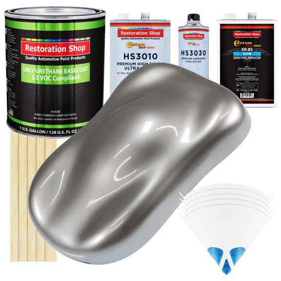 Titanium Gray Metallic Low VOC SLOW PREM Gallon Kit URETHANE BASECOAT Clearcoat