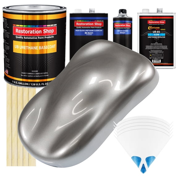 Titanium Gray Metallic SLOW 1 Gallon Auto Paint Kit URETHANE BASECOAT Clearcoat
