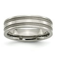 thumbnail image 1 of Titanium Grooved 6mm Brushed Polished Band Ring - Size 10, 1 of 2