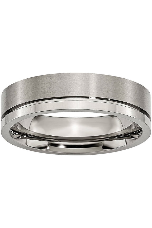 Titanium Grooved 6mm Brushed and Polished Band