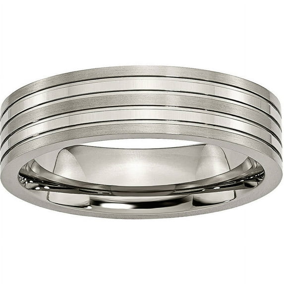 Titanium Grooved 6mm Brushed and Polished Band