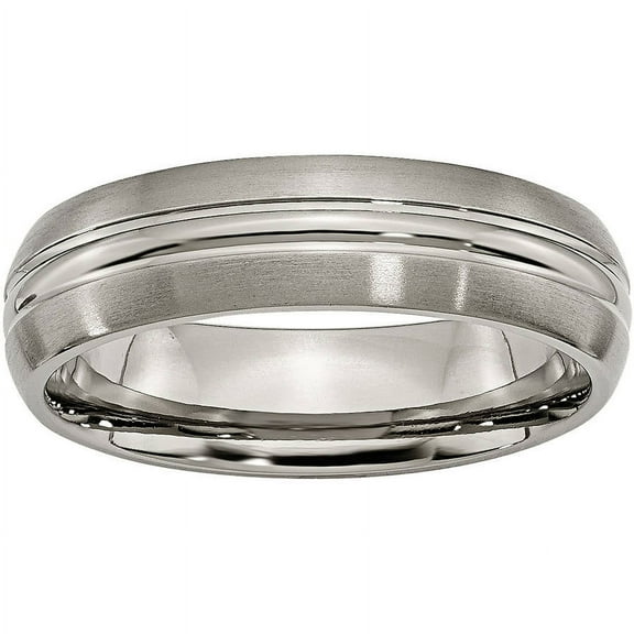 Titanium Grooved 6mm Brushed and Polished Band