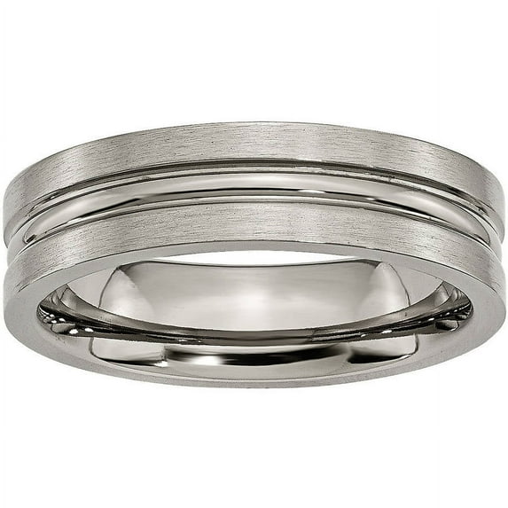 Titanium Grooved 6mm Brushed and Polished Band