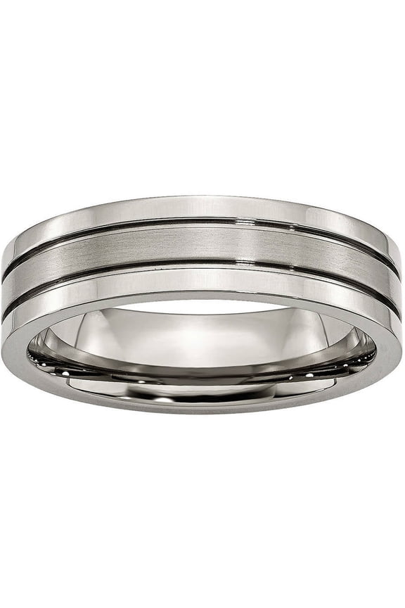 Titanium Grooved 6mm Brushed and Polished Band