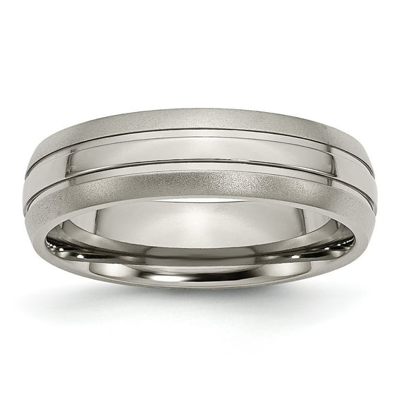 Titanium Grooved 6mm Mens Wedding Ring Band Size 10.5