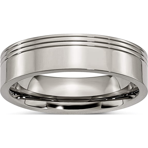 Titanium Grooved 6mm Polished Band (Size 13) Made In China tb168-13