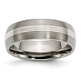 thumbnail image 1 of Titanium Grooved 7 mm Sterling Silver Inlay Brushed & Polished Band - Size 6, 1 of 1