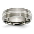 thumbnail image 1 of Titanium Grooved 7mm Sterling Silver Inlay Brushed/Polished Band, 1 of 5