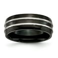 thumbnail image 1 of Titanium Grooved 8.00mm Black-plated Brushed and Polished Band Ring - Size 7, 1 of 2