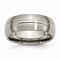 Titanium Grooved 8mm Brushed Polished Band Ring - Size 12