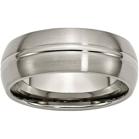 Titanium Grooved 8mm Brushed and Polished Band