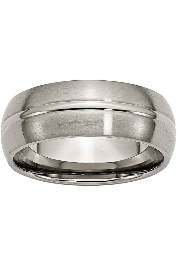 Titanium Grooved 8mm Brushed and Polished Band