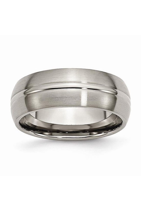 Titanium Grooved 8mm Brushed and Polished Band