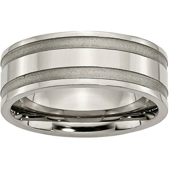 Titanium Grooved 8mm Brushed and Polished Band