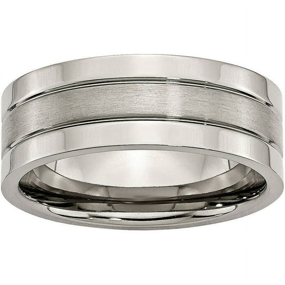 Titanium Grooved 8mm Brushed and Polished Band