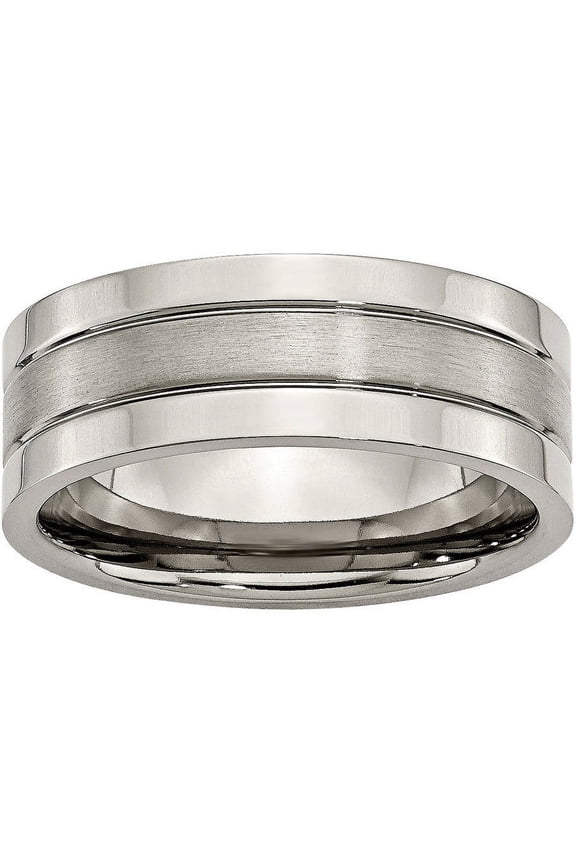 Titanium Grooved 8mm Brushed and Polished Band