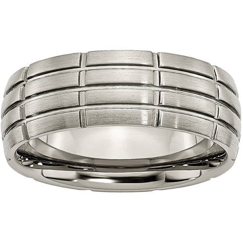Titanium Grooved 8mm Brushed and Polished Band