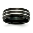 thumbnail image 1 of Titanium Grooved 8mm Men's Black IP-plated Matte Brushed Finish and Wedding Band Ring Size 7, 1 of 7