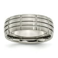 thumbnail image 1 of Titanium Grooved 8mm Satin Band Ring - Size 7.5, 1 of 2