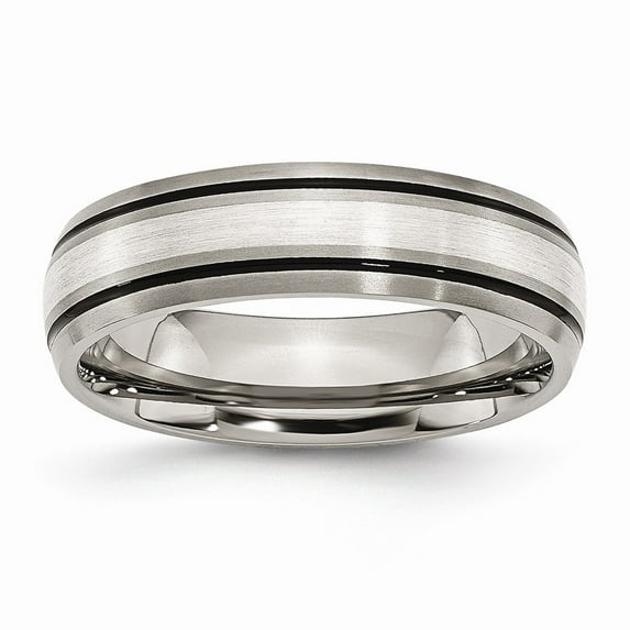 Titanium Grooved 925 Sterling Silver-Inlay 6mm Matte Brushed Finish / Wedding Band Ring Size 11