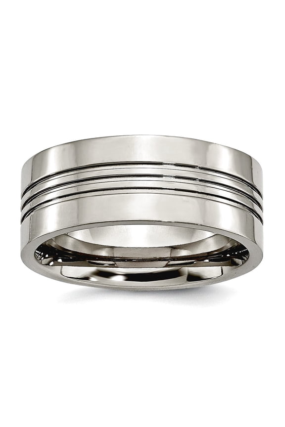 Titanium Grooved 9mm Polished Band Ring Size 11 Ring for Women and Men