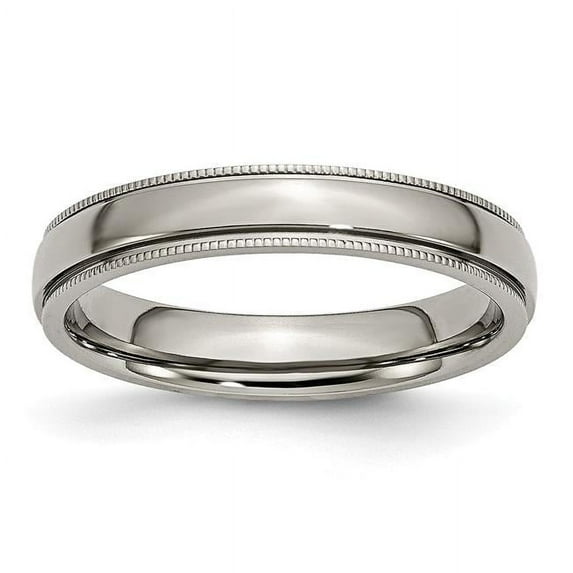 Titanium Grooved & Beaded Edge 4 mm Polished Band - Size 8.5
