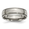 thumbnail image 1 of Titanium Grooved & Beaded Edge 6 mm Polished Band - Size 6, 1 of 1