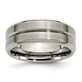 thumbnail image 1 of Titanium Grooved Beveled Edge 8mm Brushed and Polished Band Size: 11; for Adults and Teens; for Women and Men, 1 of 6