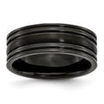 thumbnail image 1 of Titanium Grooved Black IP-plated 8mm Brushed and Polished Band, 1 of 6