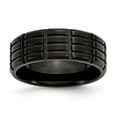 thumbnail image 1 of Titanium Grooved Black IP-plated 8mm Men's Matte Brushed Finish Wedding Band Ring Size 12.5, 1 of 7