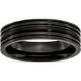 thumbnail image 1 of Titanium Grooved Black Ip-Plated 6mm Brushed And Polished Band (Size 7) Made In China tb357-7, 1 of 5