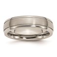 thumbnail image 1 of Titanium Grooved Edge 6mm Brushed and Polished Band Size: 10; for Adults and Teens; for Women and Men, 1 of 6