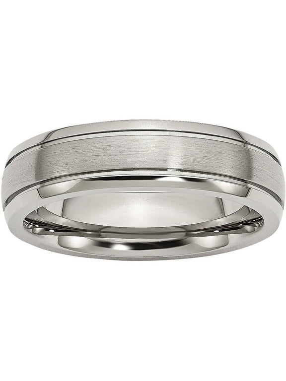 Titanium Grooved Edge 6mm Brushed and Polished Band