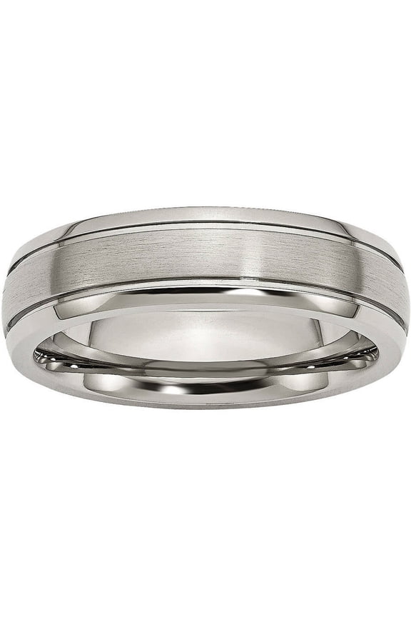 Titanium Grooved Edge 6mm Brushed and Polished Band