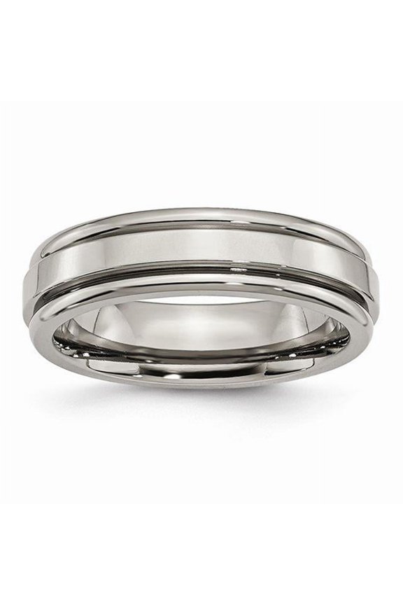 Titanium Grooved Edge 6mm Polished Band