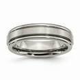 thumbnail image 1 of Titanium Grooved Edge 6mm Satin Polished Band Ring - Size 7, 1 of 2