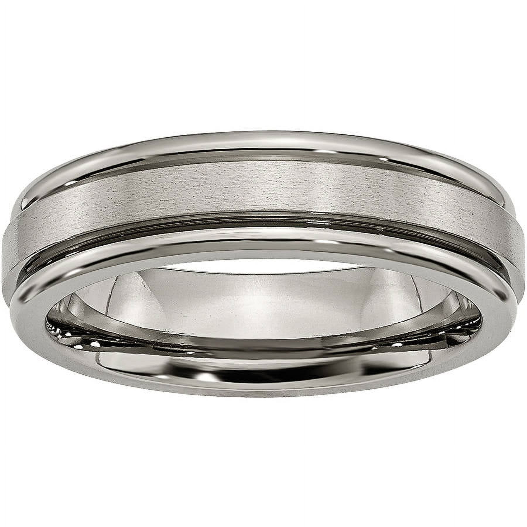Titanium Grooved Edge 6mm Satin and Polished Band